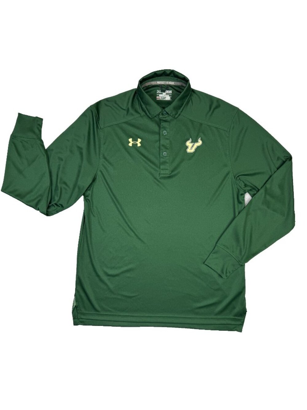 South Florida Bulls Polo Shirt Mens M Green Long Sleeve Under Armour 1238438